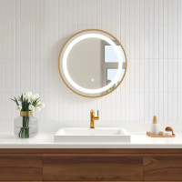Зеркало с подсветкой для ванной комнаты в золотой рамке Розарио 70 см